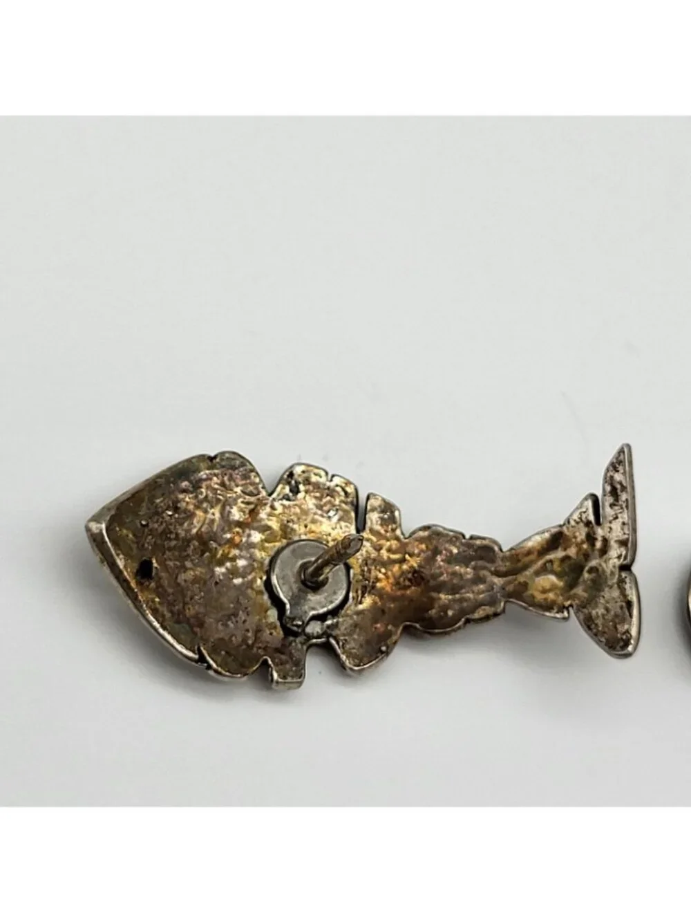 Vintage Sterling Silver Glacier Fish Tie Tack Lapel Pin Mount Baker Ski Artisan